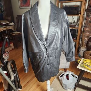 Wilsons Leather Black Leather Shawl-Collar Jacket